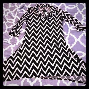 SOLD Black and White Chevron Dress